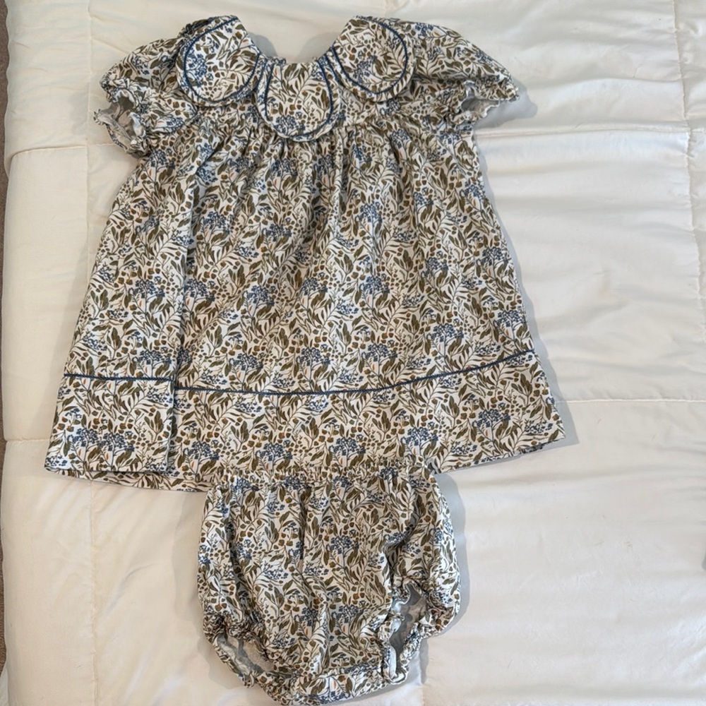 Floral Luli & Me Petal Collar Dress with Bloomers